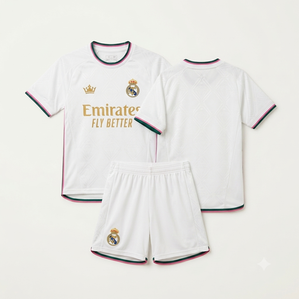 Real Madrid 26/27 Complete Kids Home Kit (Shirt + Shorts)