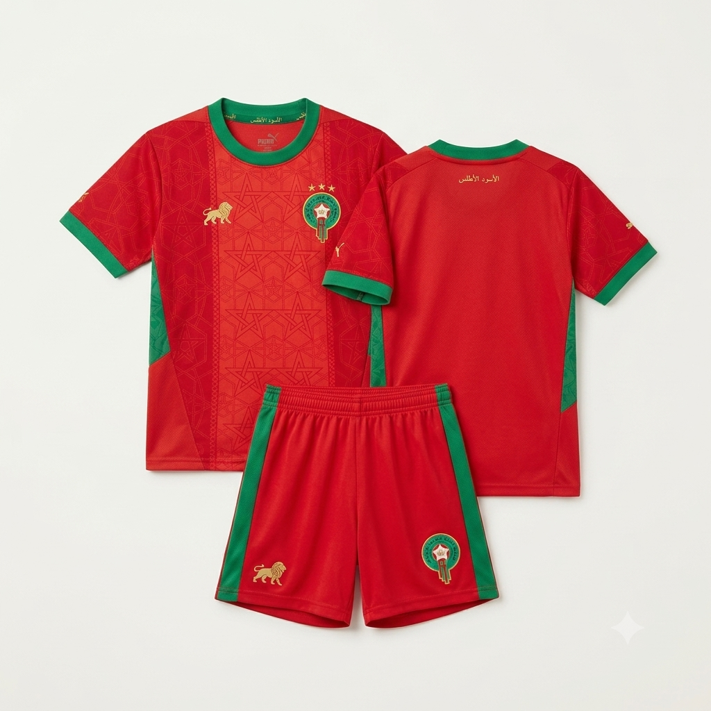 Morocco Atlas Lions Complete Kids Home Kit (Shirt + Shorts)